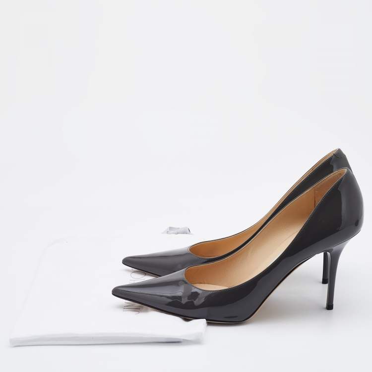 Pre Owned Jimmy Choo Grey Patent Leather Love Pumps Size 39