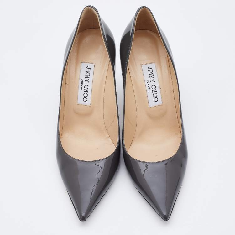 Pre Owned Jimmy Choo Grey Patent Leather Love Pumps Size 39