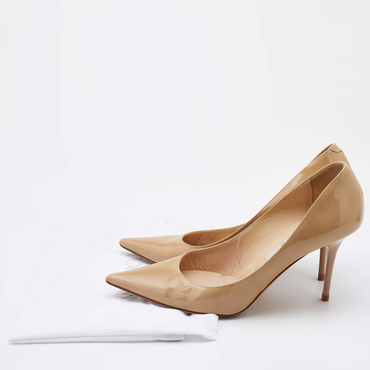 Pre Owned Jimmy Choo Beige Patent Leather Love Pumps Size 39
