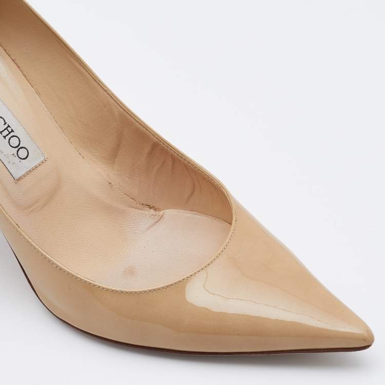 Pre Owned Jimmy Choo Beige Patent Leather Love Pumps Size 39