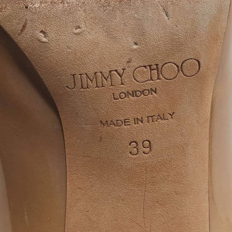 Pre Owned Jimmy Choo Beige Patent Leather Love Pumps Size 39