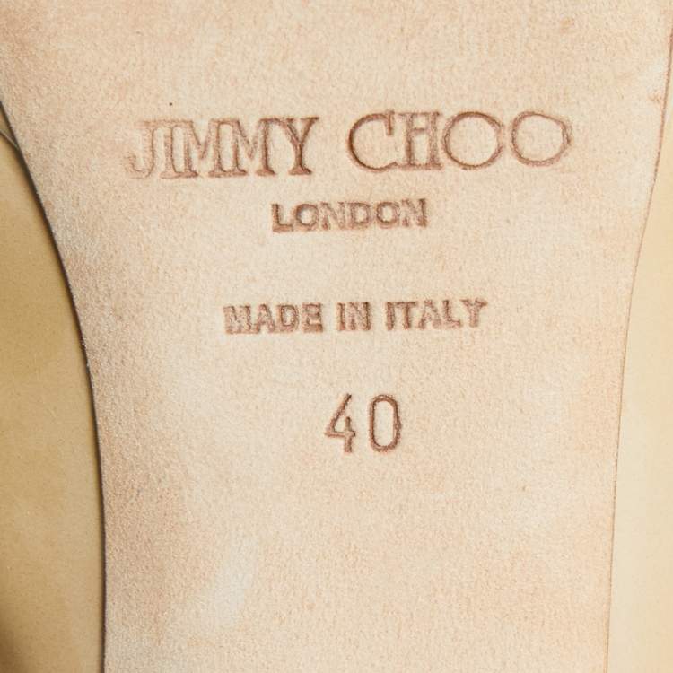 Pre Owned Jimmy Choo Beige Patent Leather Nova Slingback Pumps Size 40