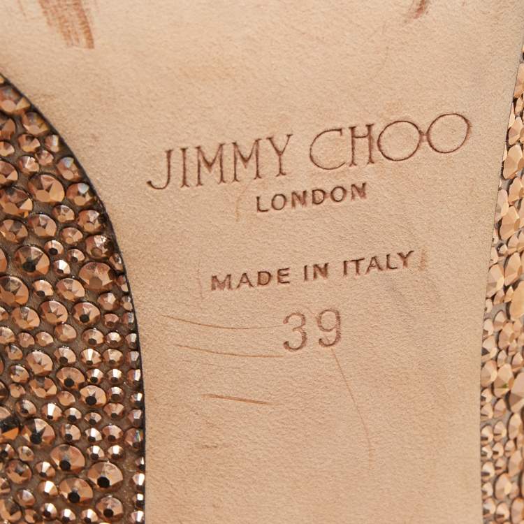 Pre Owned Jimmy Choo Brown Crystal Embellished Pointed Toe Pumps Size 39