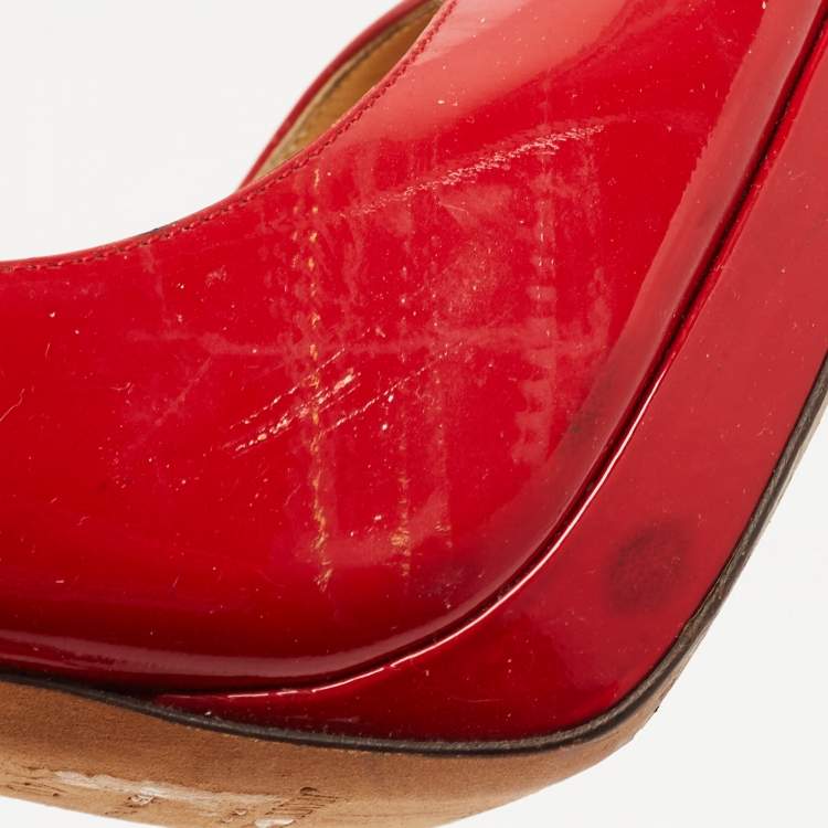 Pre Owned Jimmy Choo Red Patent Leather Quiet Platform Pumps Size 40