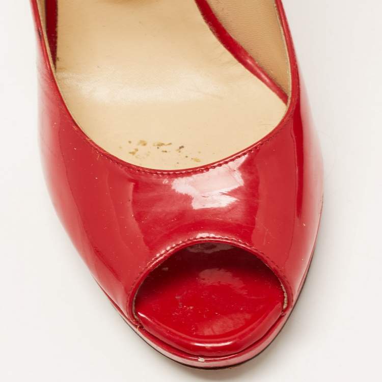 Pre Owned Jimmy Choo Red Patent Leather Quiet Platform Pumps Size 40