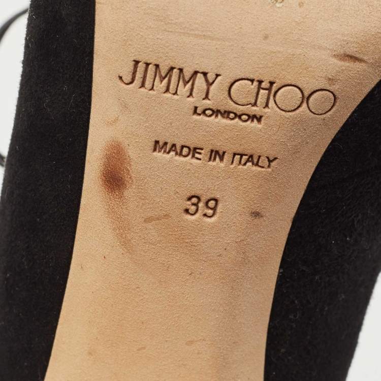مملوكة مسبقًا Jimmy Choo Black Suede Cut Out Lace Up Booties Size 39