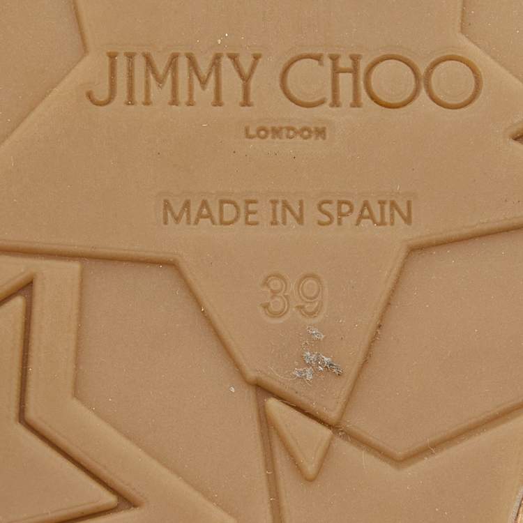 Pre Owned Jimmy Choo Pink Leather Almer Espadrille Wedge Sandals Size 39