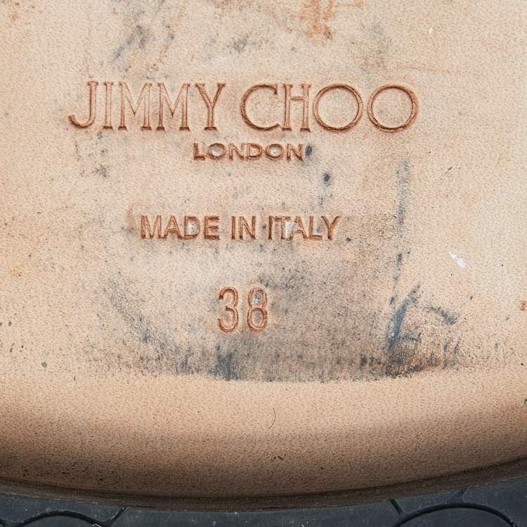 Pre Owned Jimmy Choo Black Leather Studded Ankle Boots Size 38