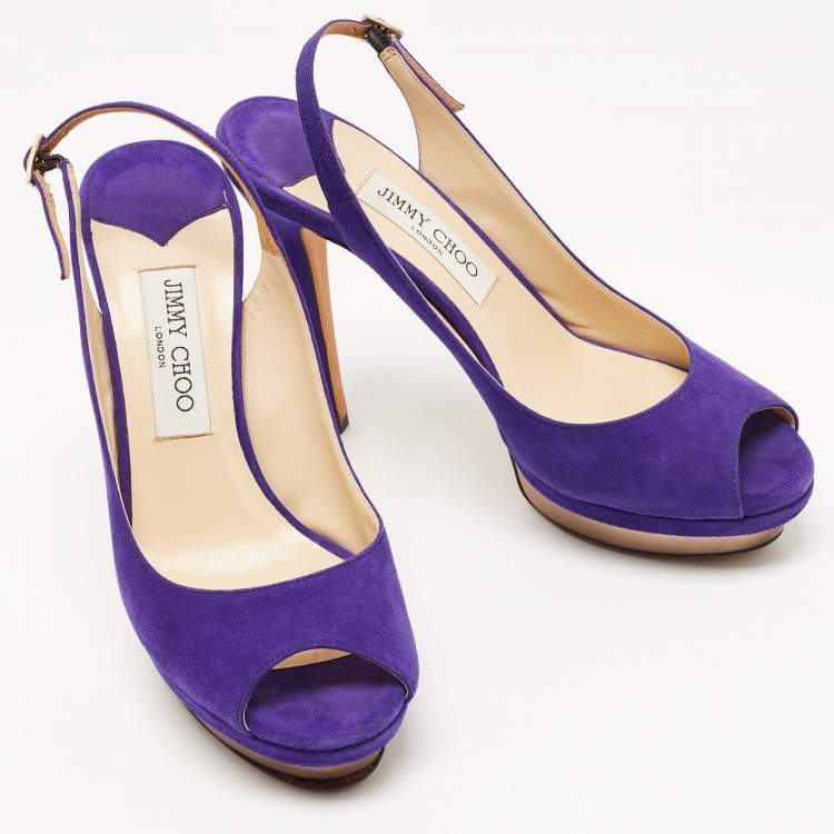 Pre Owned Jimmy Choo Indigo Suede Nova Slingback Sandals Size 39