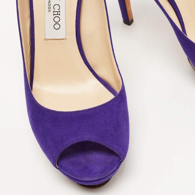 Pre Owned Jimmy Choo Indigo Suede Nova Slingback Sandals Size 39