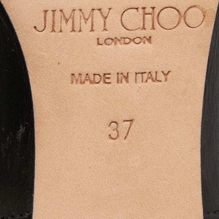 Pre Owned Jimmy Choo Black Leather Strappy Ankle Booties Size 37