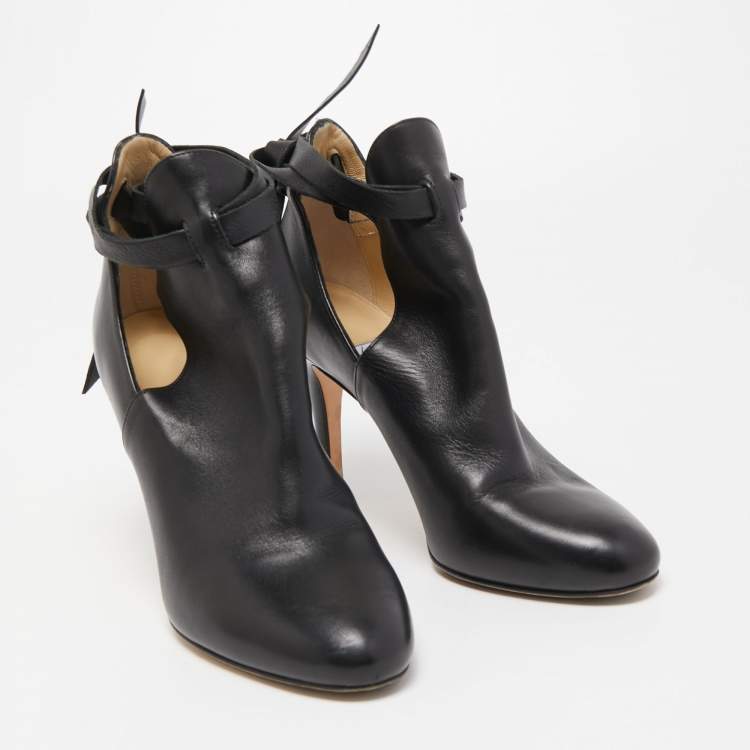 Pre Owned Jimmy Choo Black Leather Strappy Ankle Booties Size 37