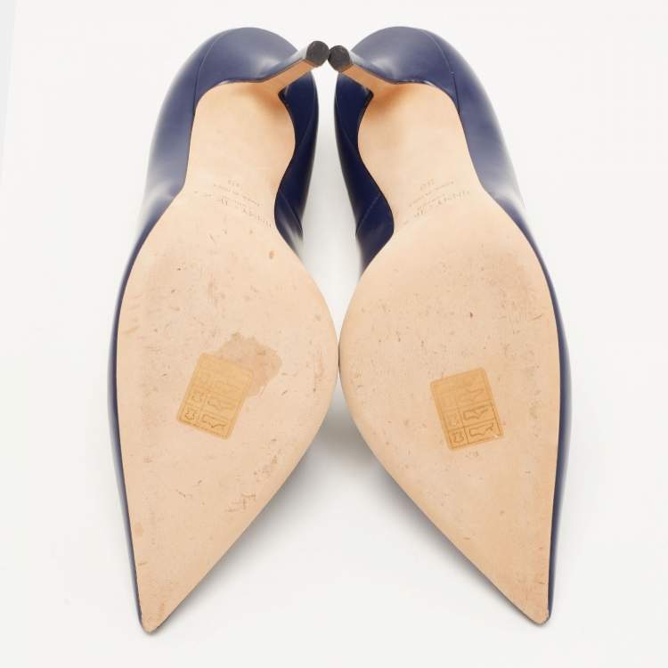 Pre Owned Jimmy Choo Navy Blue Leather Romy Pumps Size 38