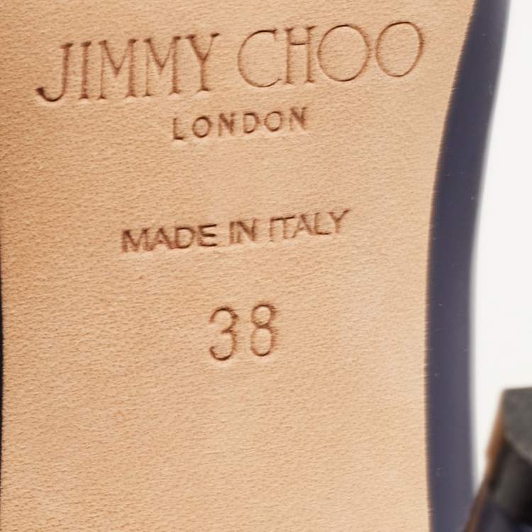 Pre Owned Jimmy Choo Navy Blue Leather Romy Pumps Size 38