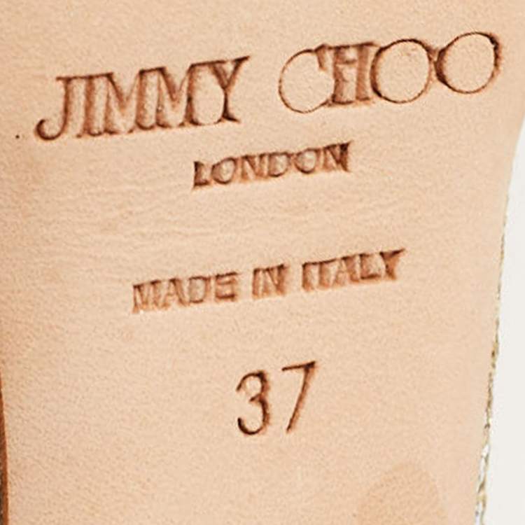 Pre Owned Jimmy Choo Gold/Silver Glitte Clue Slingback Sandals Size 37