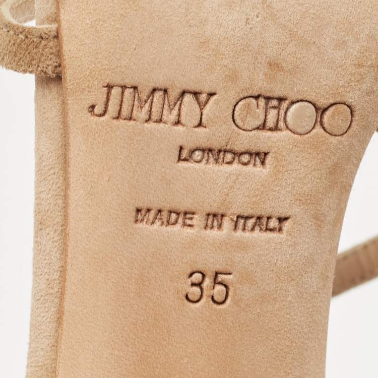 Pre Owned Jimmy Choo Beige Suede Ankle Strap Sandals Size 35