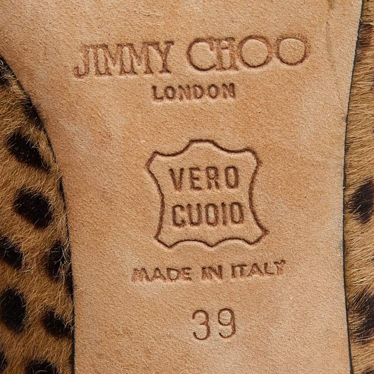Pre Owned Jimmy Choo Brown Leopard Print Calfhair Pointed Toe Pumps Size 39