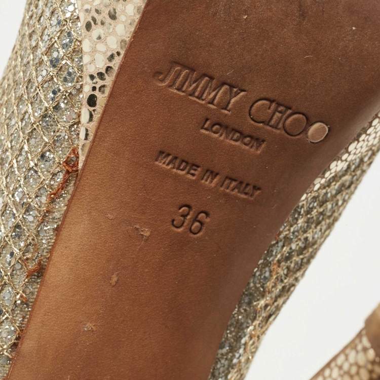 Pre Owned Jimmy Choo Silver/Gold Lurex Fabric Dahlia Pumps Size 36