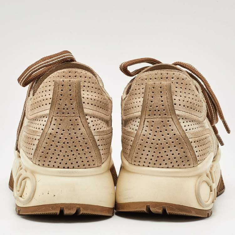 Pre Owned Jimmy Choo Brown Perforated Suede Raine Sneakers Size 36