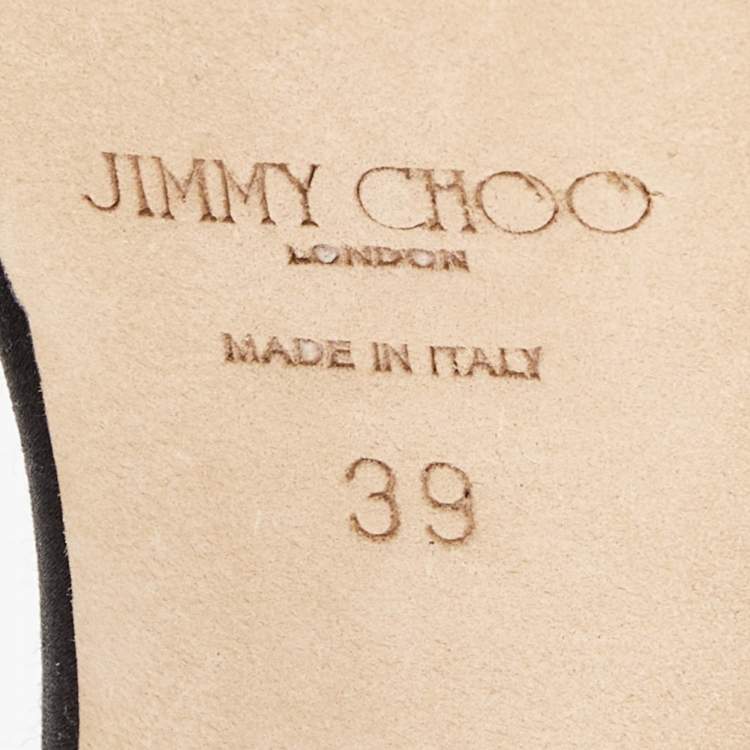 Pre Owned Jimmy Choo Black/Gold Leather and Satin Ankle Strap Platform Sandals Size 39
