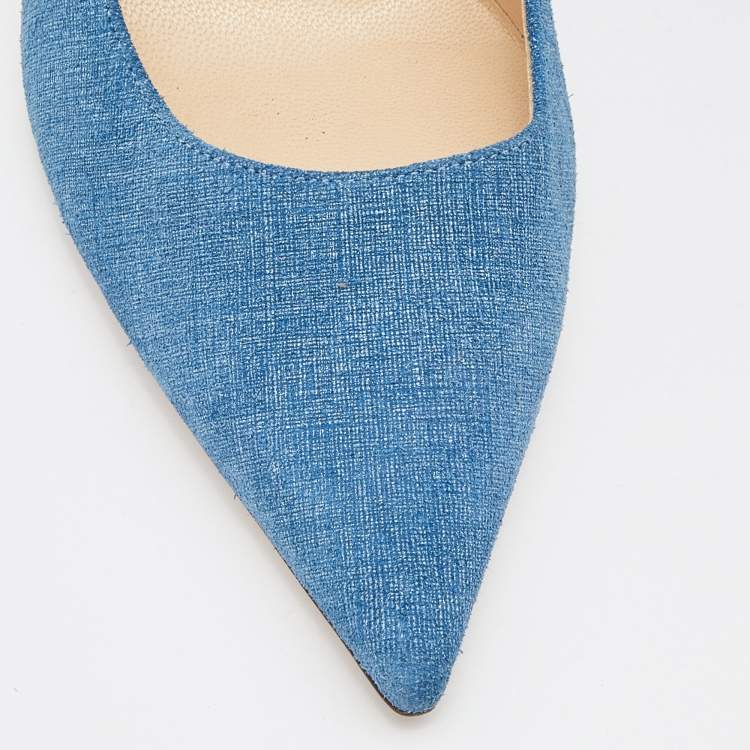 Pre Owned Jimmy Choo Blue Denim Abel Pointed Toe Pumps Size 39
