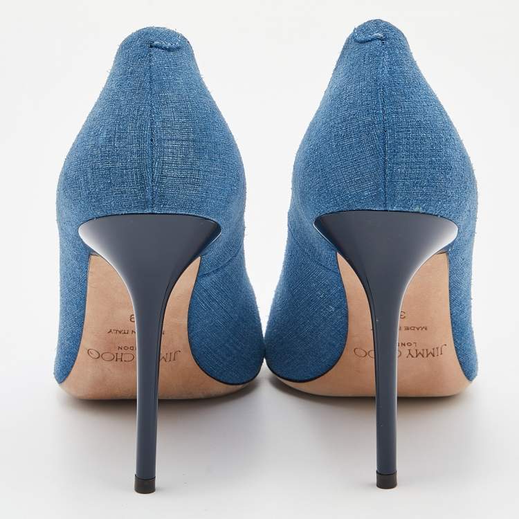 Pre Owned Jimmy Choo Blue Denim Abel Pointed Toe Pumps Size 39