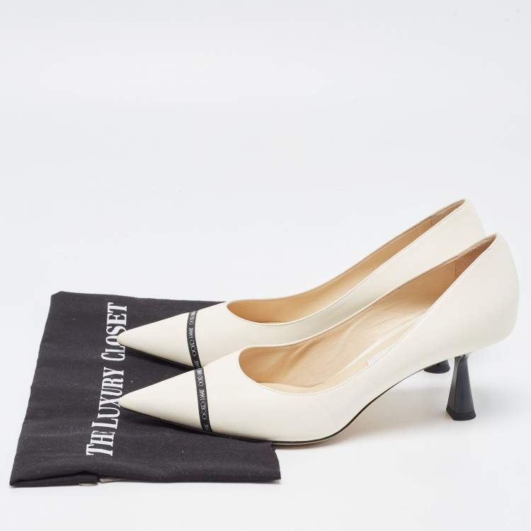 Pre Owned Jimmy Choo Cream Leather Rene Pumps Size 41.5