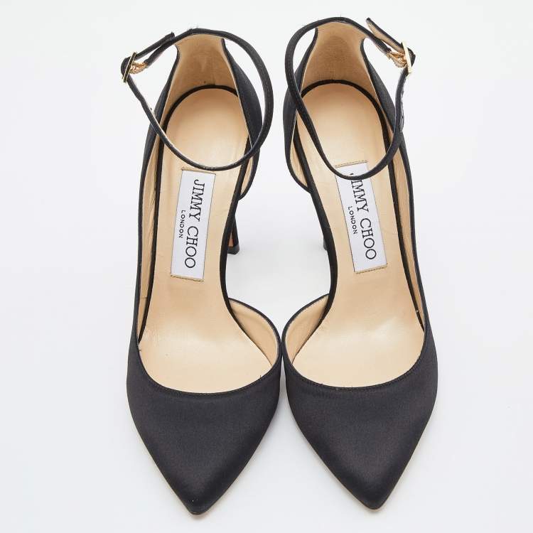 Pre Owned Jimmy Choo Black Suede Lucy Ankle Strap Pointed Toe D'orsay Pumps Size 36
