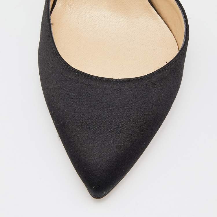 Pre Owned Jimmy Choo Black Suede Lucy Ankle Strap Pointed Toe D'orsay Pumps Size 36