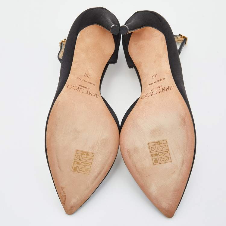 Pre Owned Jimmy Choo Black Suede Lucy Ankle Strap Pointed Toe D'orsay Pumps Size 36
