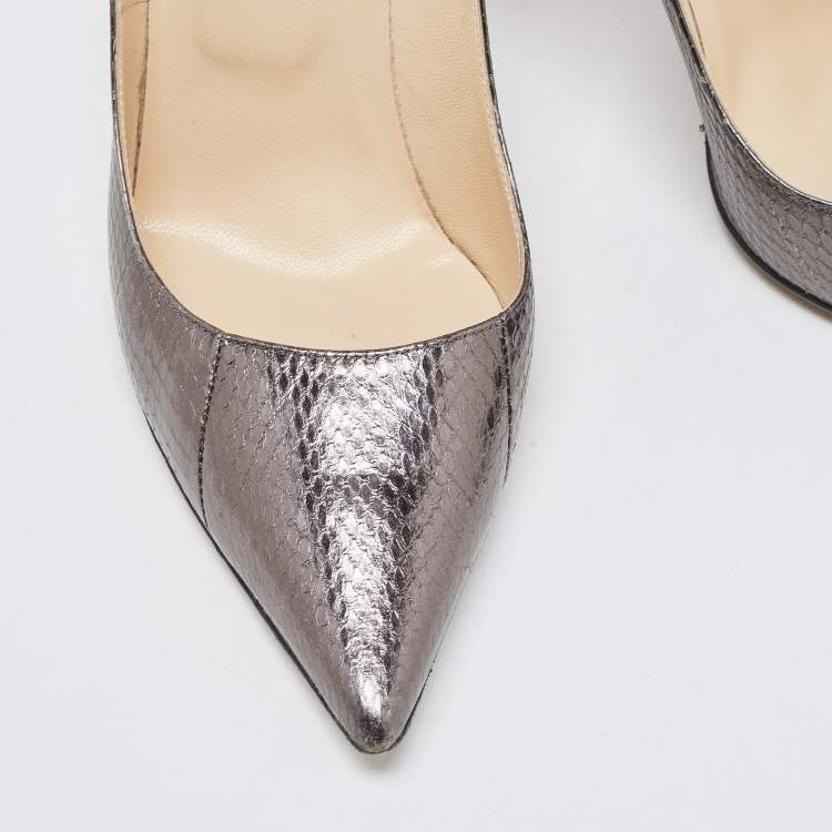 Pre Owned Jimmy Choo Metallic Watersnake Romy Pumps Size 40