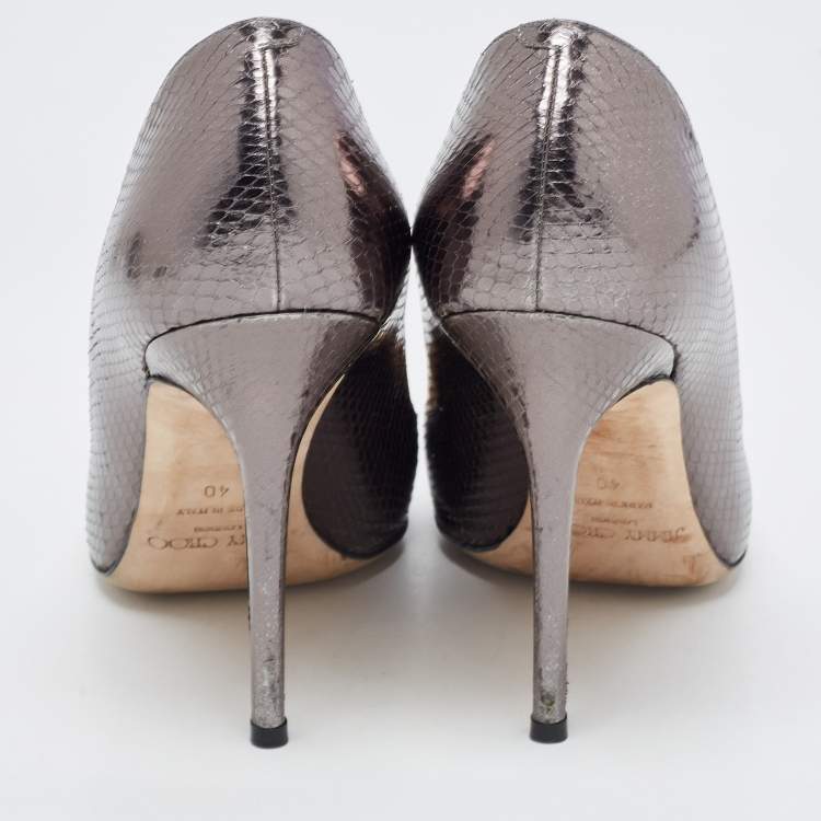 Pre Owned Jimmy Choo Metallic Watersnake Romy Pumps Size 40