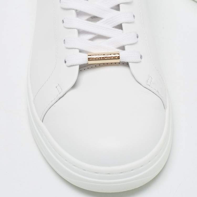 Pre Owned Jimmy Choo White Leather Rome/F Low Top Sneakers Size 39