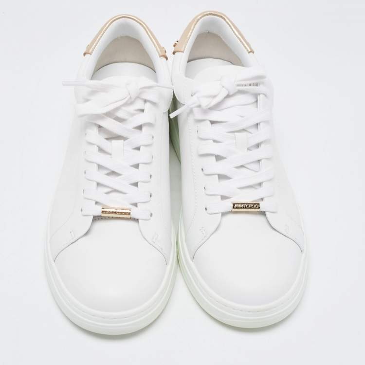 Pre Owned Jimmy Choo White Leather Rome/F Low Top Sneakers Size 39