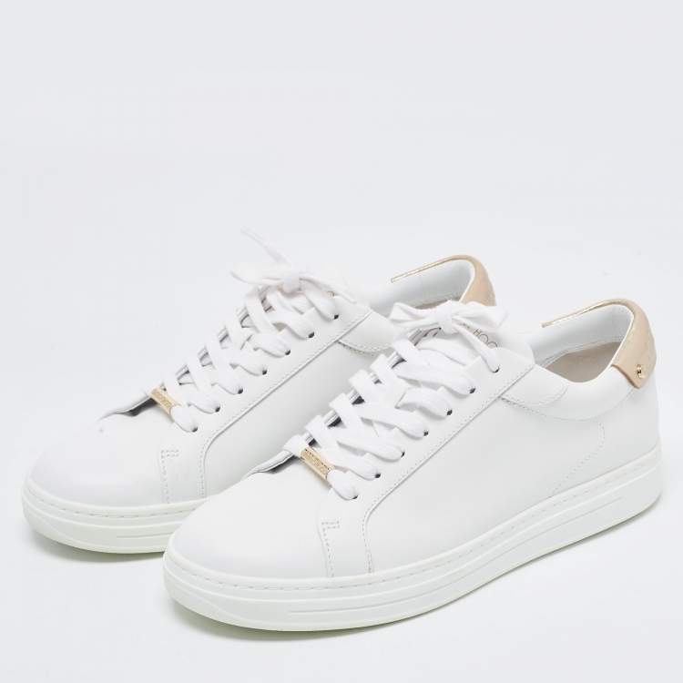 Pre Owned Jimmy Choo White Leather Rome/F Low Top Sneakers Size 39