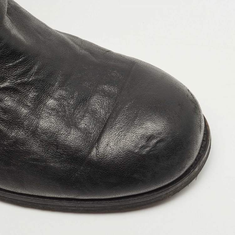 Pre Owned Jimmy Choo Black Leather Midcalf Boots Size 37.5