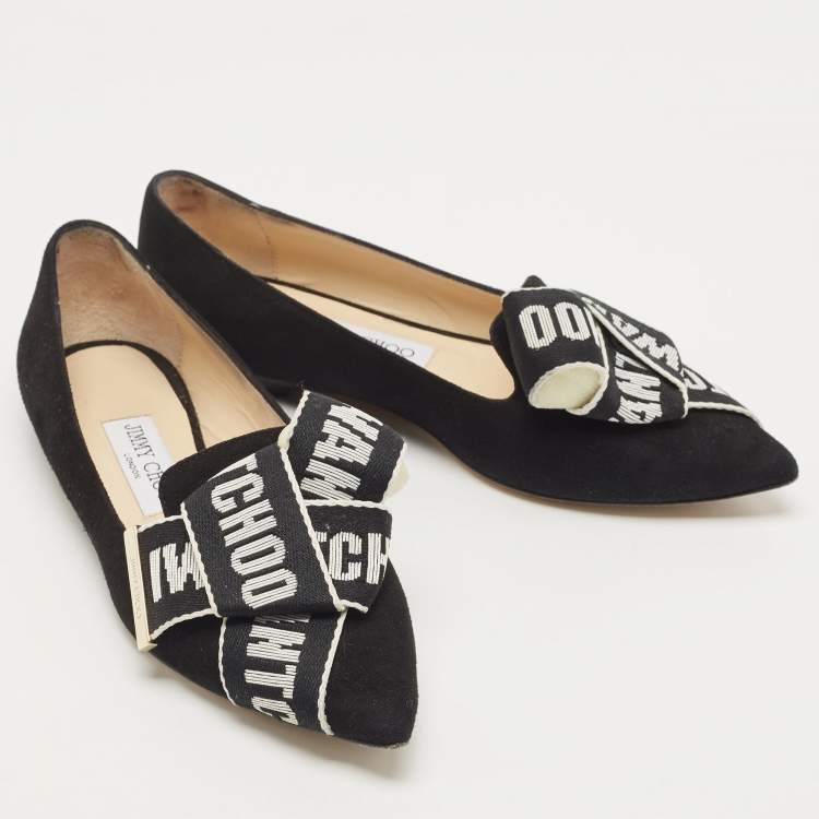 Pre Owned Jimmy Choo Black Suede Pointed Toe Ballet Flats Size 36