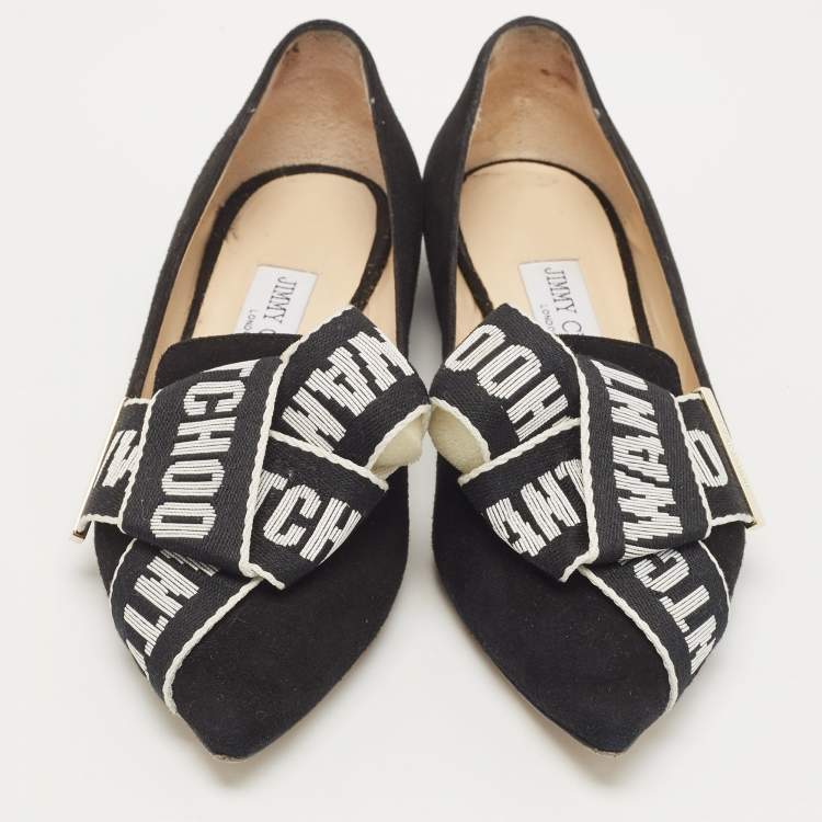 Pre Owned Jimmy Choo Black Suede Pointed Toe Ballet Flats Size 36