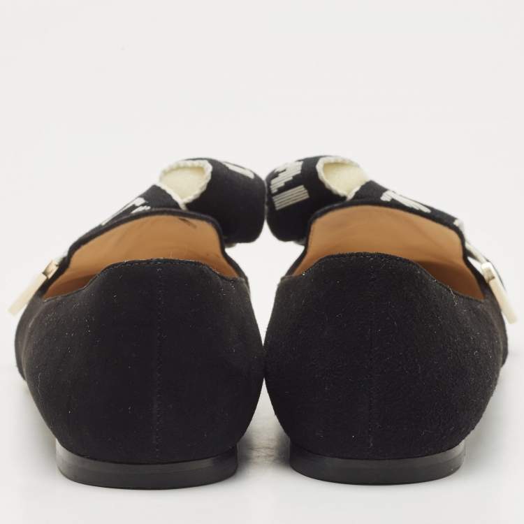 Pre Owned Jimmy Choo Black Suede Pointed Toe Ballet Flats Size 36
