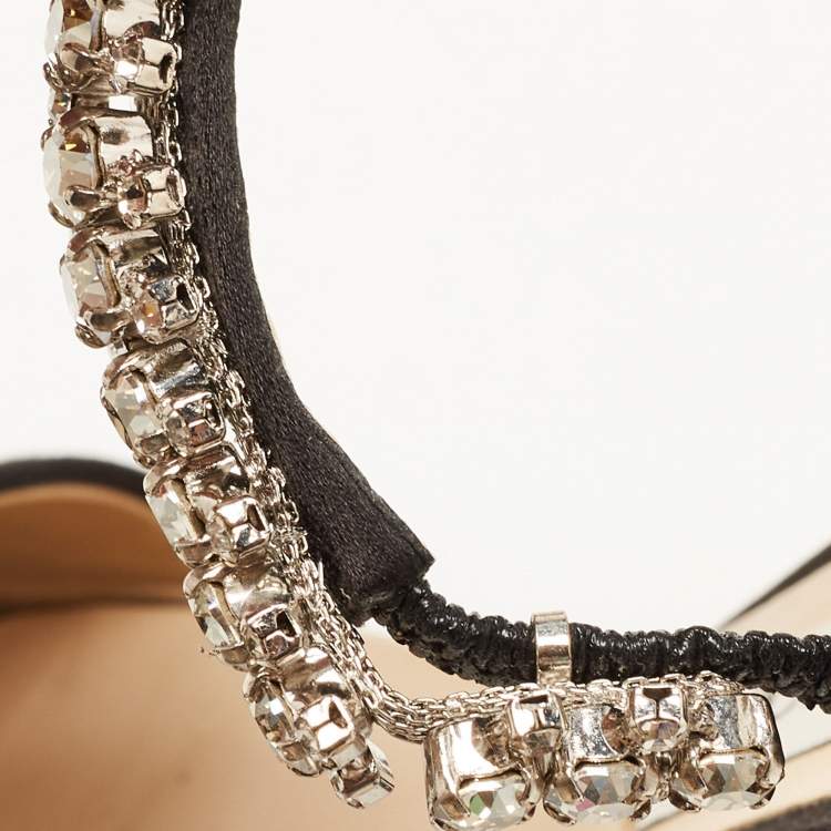 Pre Owned Jimmy Choo Black Satin Santina Platform Sandals Size 37.5