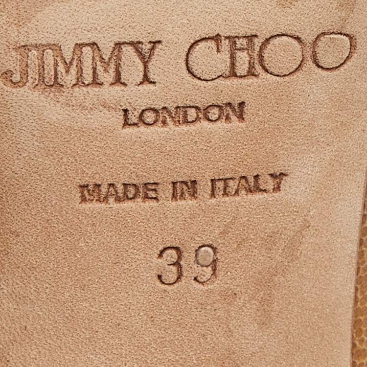 Pre Owned Jimmy Choo Tan Lizard Embossed Leather Love Pumps Size 39