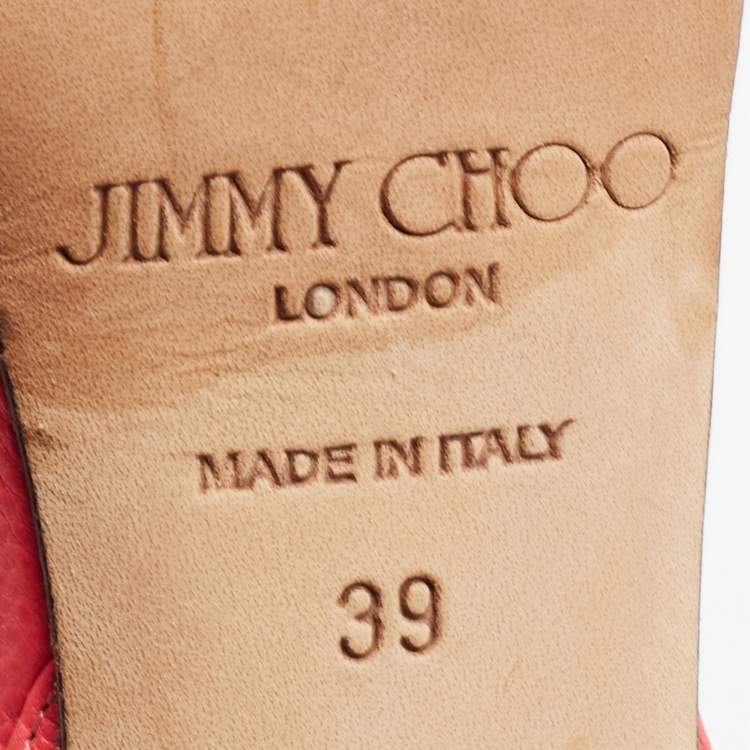 Pre Owned Jimmy Choo Neon Pink Leather Strappy Sandals Size 39