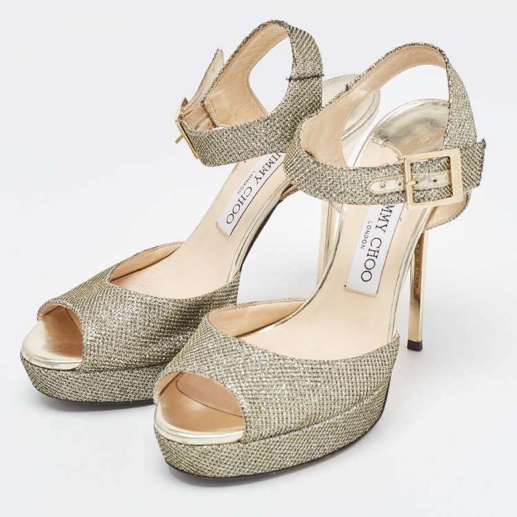 $825 Jimmy Choo Women's Beige Sacora Glitter Ankle Strap Sandal Shoe 42  EU/12 US | eBay