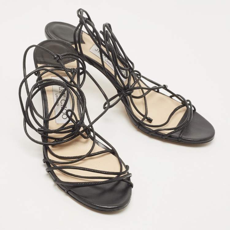 Pre Owned Jimmy Choo Black Leather Sandals Size 37