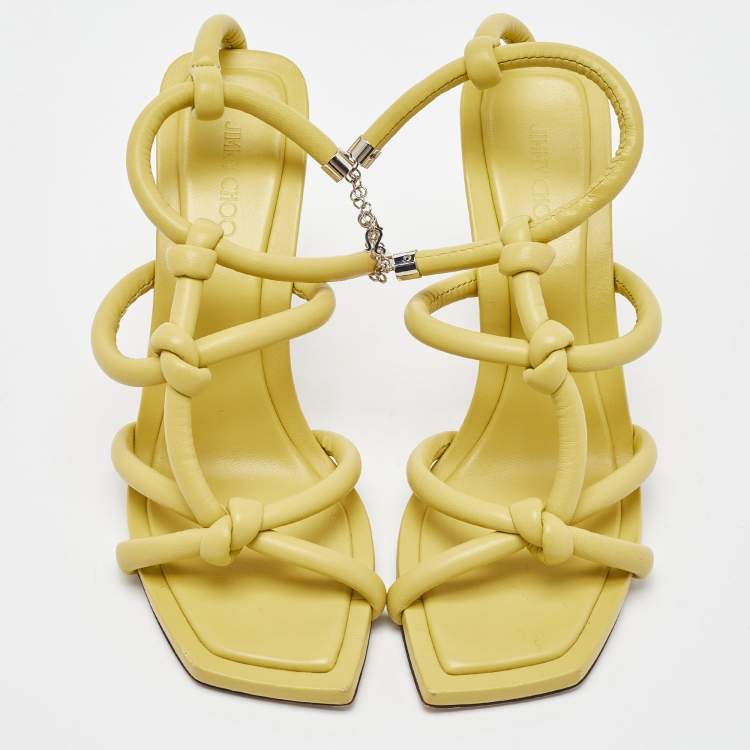 Pre Owned Jimmy Choo Yellow Leather Bay Sandals Size 39