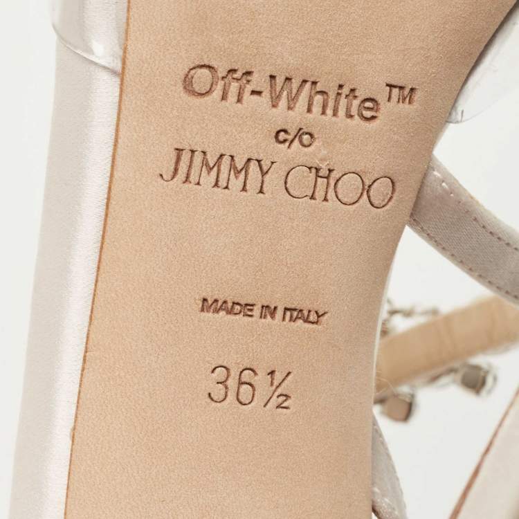 مملوك�ة مسبقًا Off-White x Jimmy Choo White/Transparent Satin and PVC Victoria Crystal Embellished Pumps Size 36.5