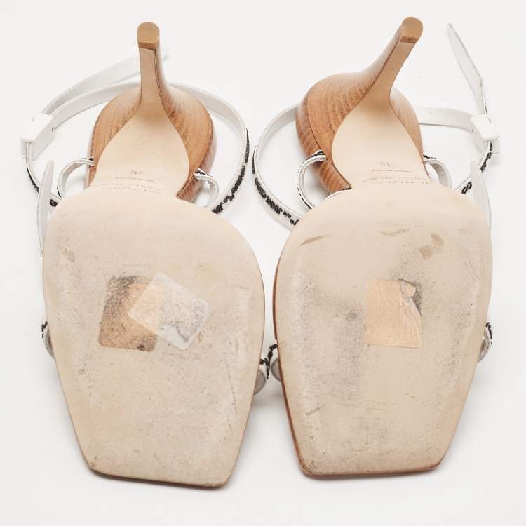 Pre Owned Jimmy Choo x Off-White White Rubber and Leather Jane Sandals Size 36 