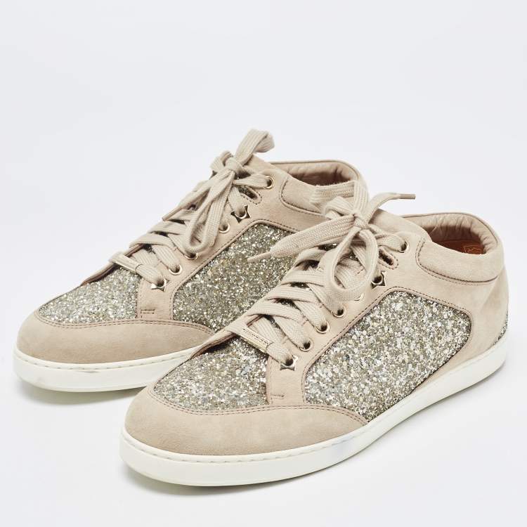 Jimmy Choo Monza Antique Gold Leather Sneakers | Rockmans
