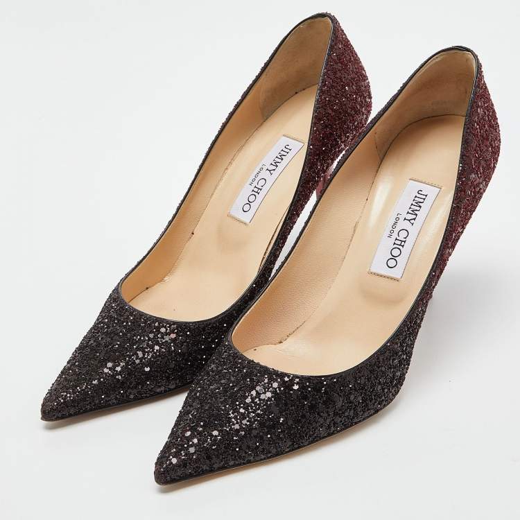 Jimmy Choo Burgundy/Black Glitter Romy Pumps Size 39 Jimmy Choo | TLC