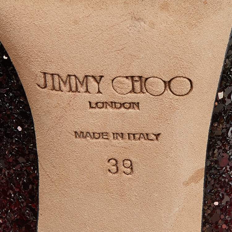 Pre Owned Jimmy Choo Burgundy/Black Glitter Romy Pumps Size 39